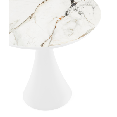 Fano tuintafel in wit aluminium en volkeramiek calacatta luxe - Dia. 85 x H 75 cm