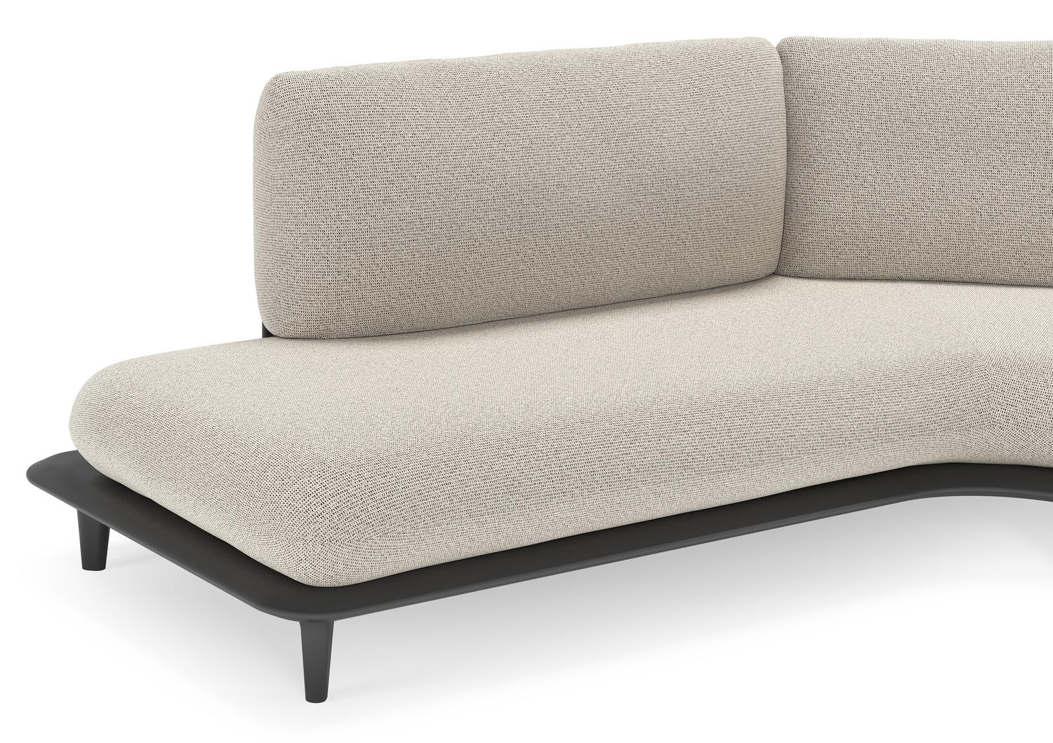 Bomero loungehoek in zwart aluminium met firenze sand all weather solica kussen