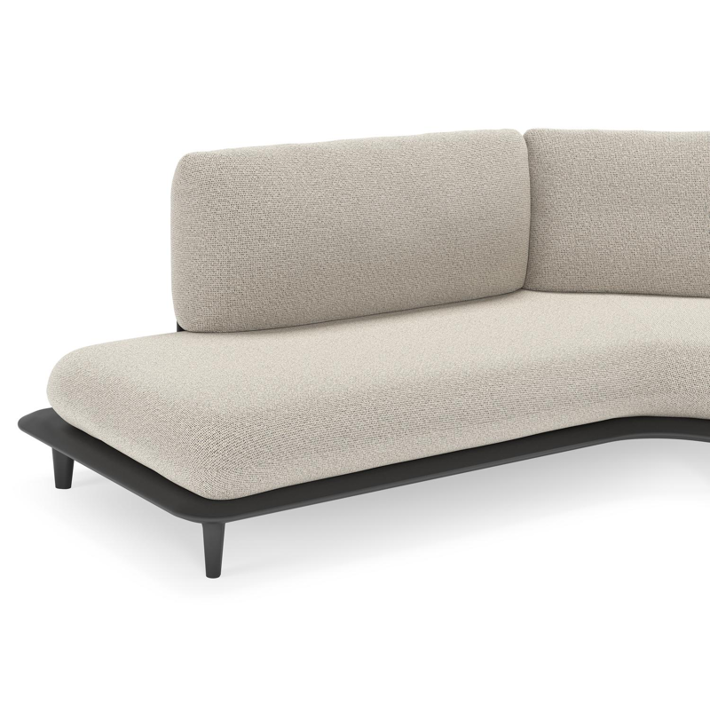 Bomero loungehoek in zwart aluminium met firenze sand all weather solica kussen