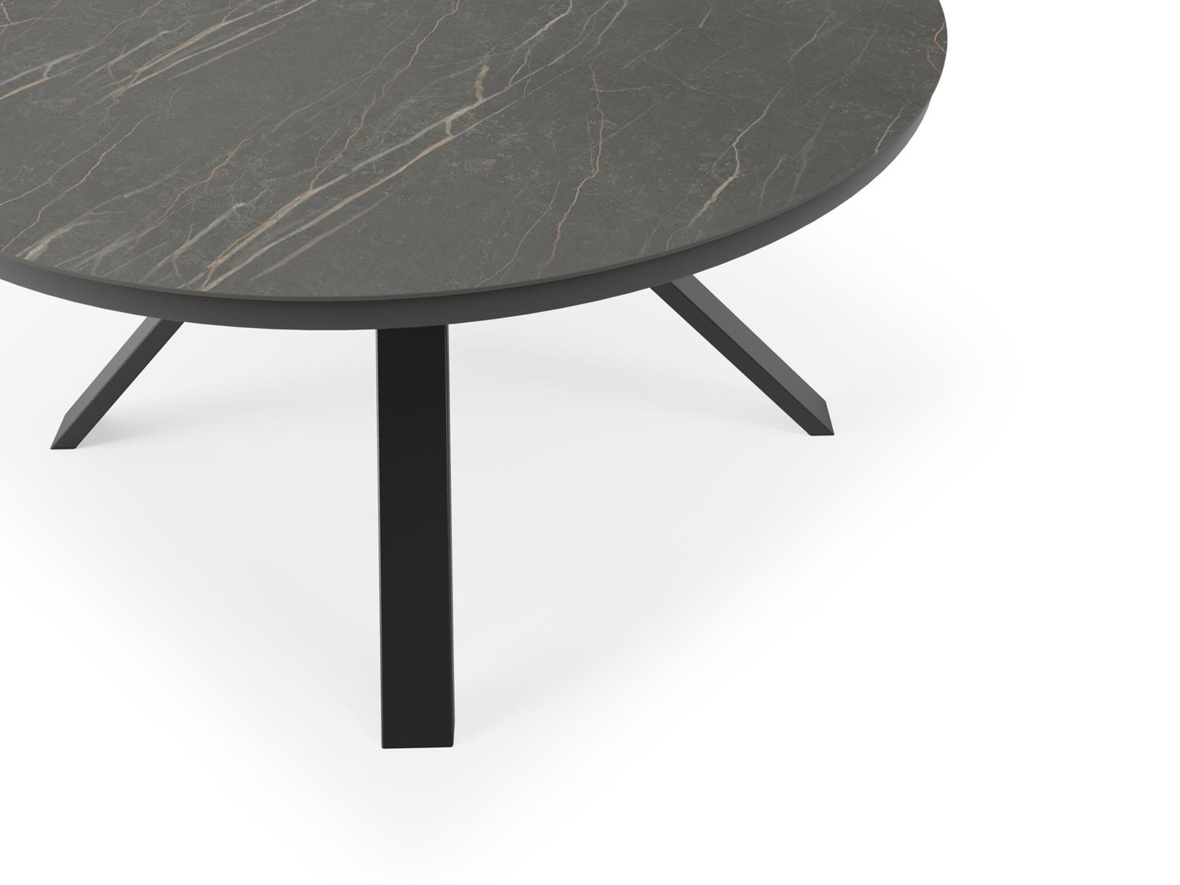Table de jardin Cesano en aluminium noir et céramique pleine black obsession - Dia. 148 x H 74,5 cm