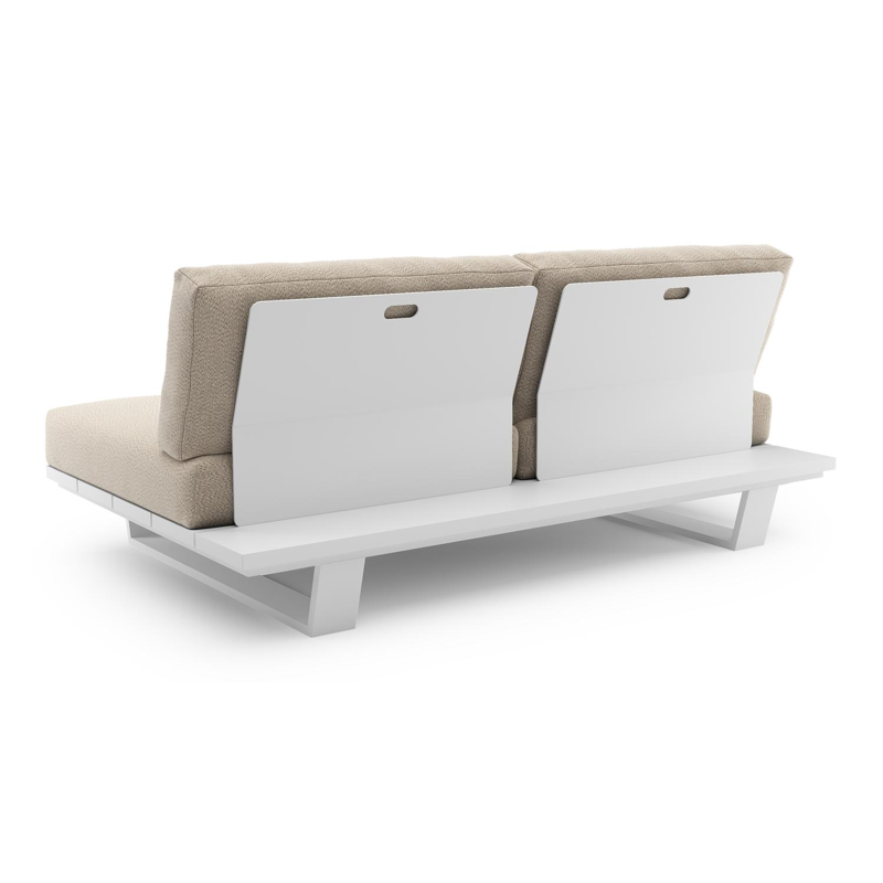 Pagino loungebank in wit aluminium met lopi sand all weather sunbrella® luxe kussen