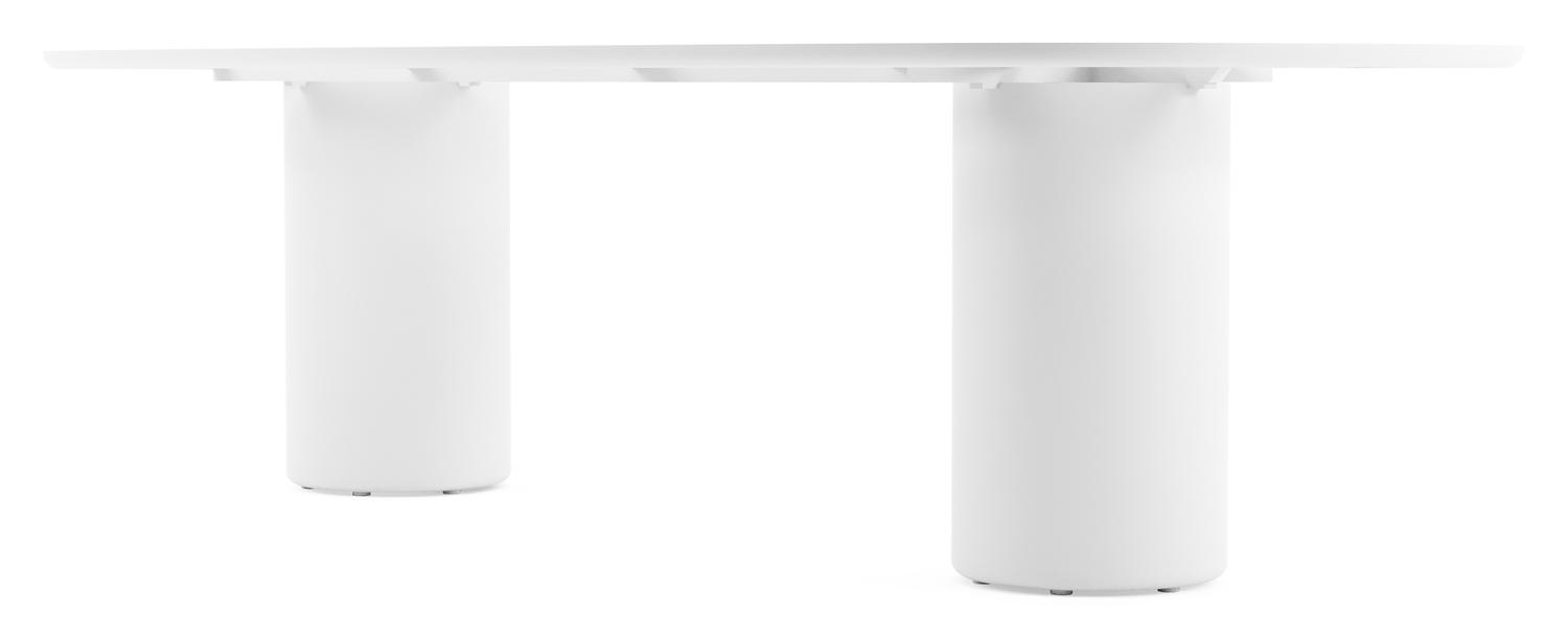 Table de jardin Amico bombo en aluminium blanc et céramique pleine Travertino Bianco - Lg. 270 x Lrg. 125 x Haut. 73.5 cm