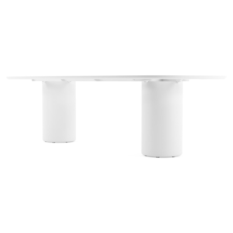 Table de jardin Amico bombo en aluminium blanc et céramique pleine Rapolano - Lg. 270 x Lrg. 125 x Haut. 73.5 cm