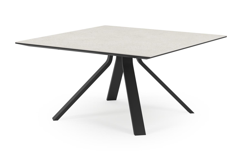 Cesano tuintafel in zwart aluminium en volkeramiek shilin - L 148 x B 148 x H 74,5 cm