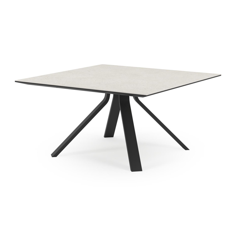 Cesano tuintafel in zwart aluminium en volkeramiek shilin - L 148 x B 148 x H 74,5 cm