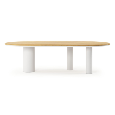 Organo tuintafel organisch in wit aluminium en teak L 280 x B 120 x H 74 cm