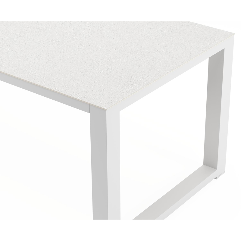 Livo tuintafel rechthoekig in wit aluminium en sintered stone Topo minerale - L 220 x B 92 x H 73 cm