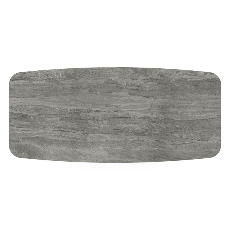 Orso tuintafel bootvorm in wit aluminium en volkeramiek Aspen Grey - L 255 x B 115 x H 75 cm