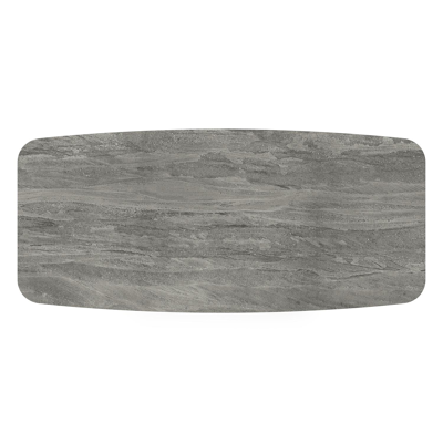 Table de jardin Orso forme de bateau en aluminium blanc et céramique pleine Aspen Grey - Lg. 255 x Lrg. 115 x Haut. 75 cm