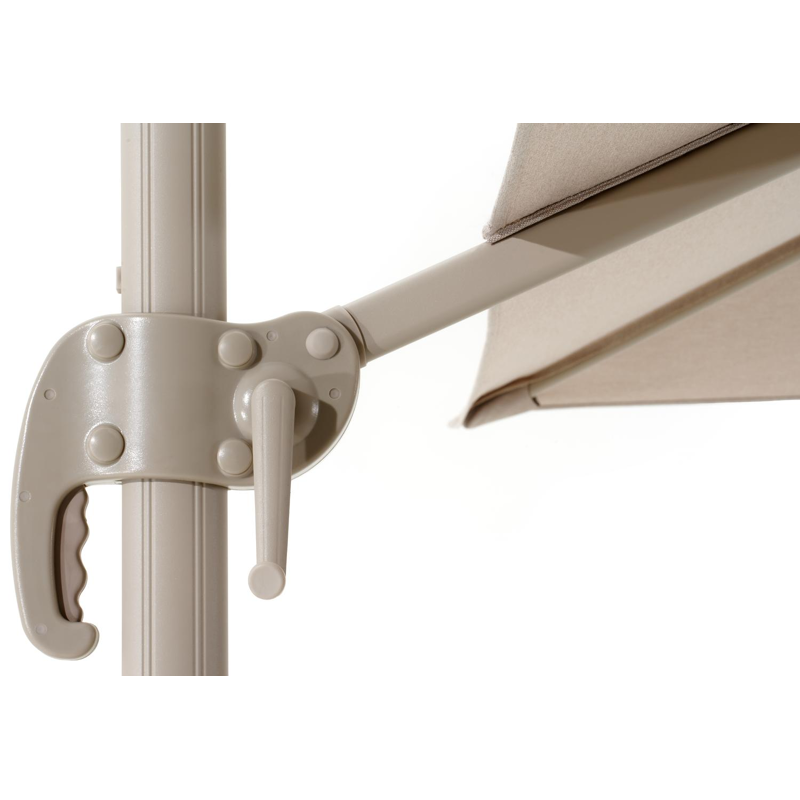 Calpe zweefparasol in beige aluminium met beige weather+ softtouch parasoldoek - L1 270 x L2 270 cm (zonder voet)