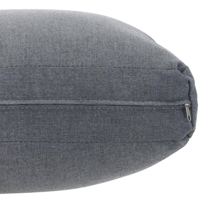 Salon de jardin d'angle Campelo en aluminium noir et polywood avec coussin en gris polyester et table basse