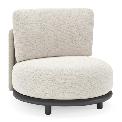 Lomano loungestoel in zwart aluminium en beige verticaal geweven luxe vlakke rope met Firenze Natural all weather solica