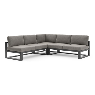 Verato loungehoek in zwart aluminium met chartres drizzle all weather sunbrella® luxe kussen