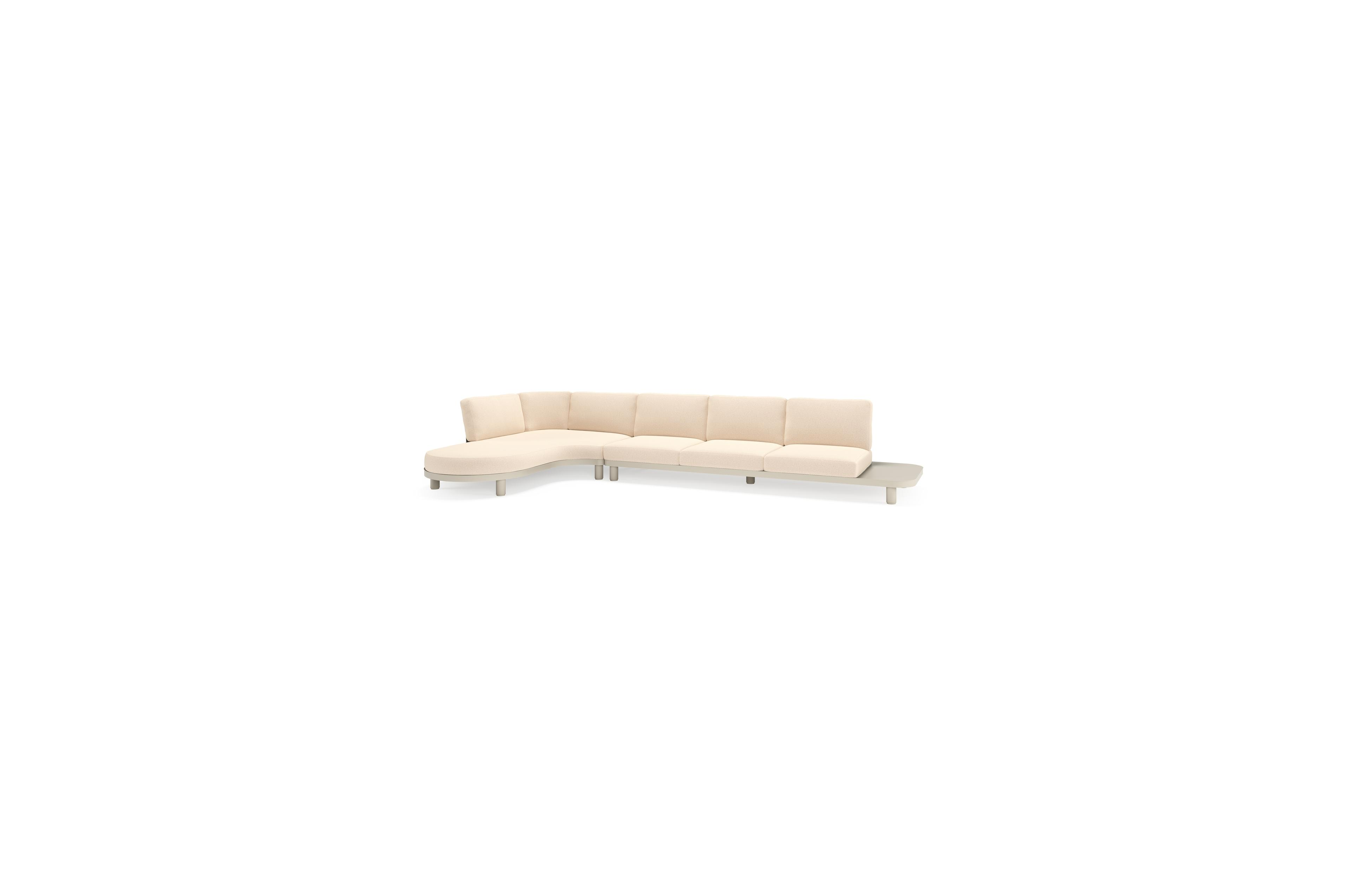 Donato loungehoek in beige aluminium met heritage papyrus all weather sunbrella® luxe kussen
