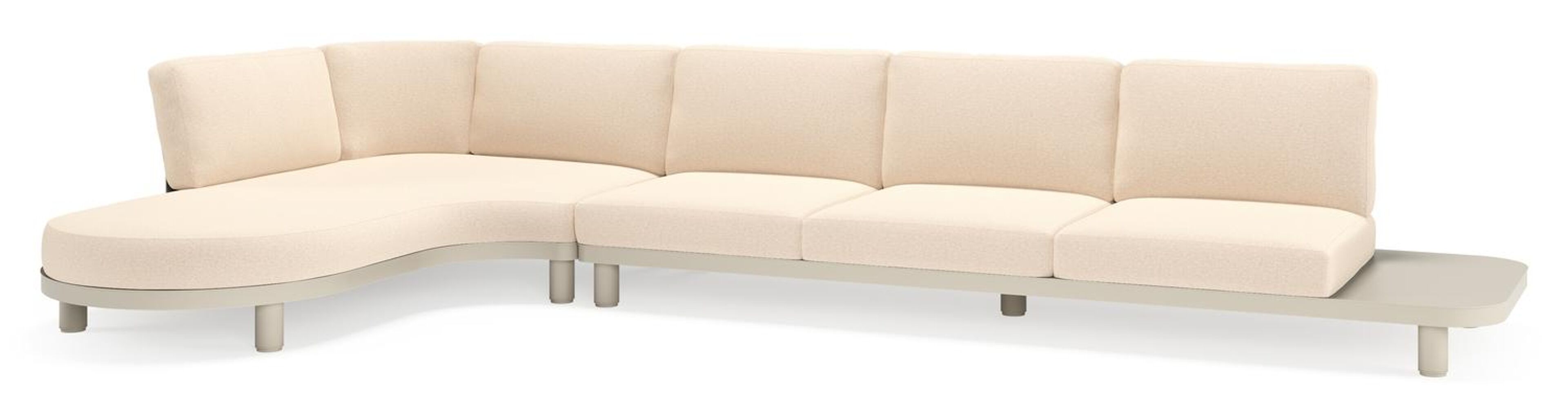 Donato loungehoek in beige aluminium met heritage papyrus all weather sunbrella® luxe kussen