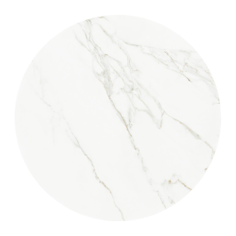 Table de basse Bomero ronde en aluminium blanc et céramique pleine Calacatta - Diam. 84 x Haut. 32.2 cm