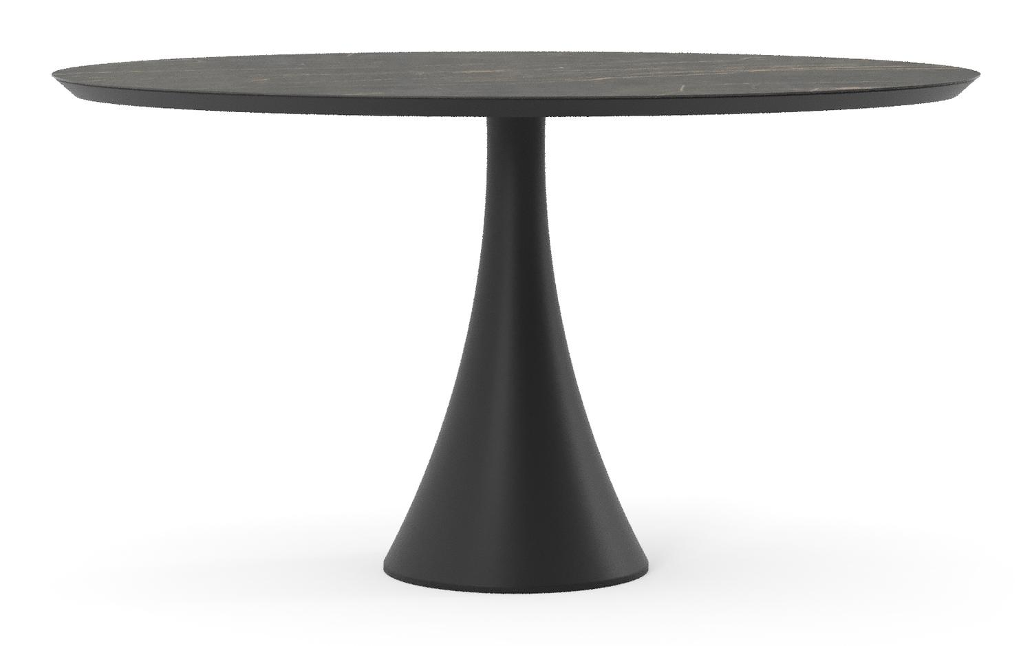 Table de jardin Fano oval en aluminium noir et céramique pleine Black Obsession - Lg. 140 x Lrg. 80 x Haut. 74.5 cm