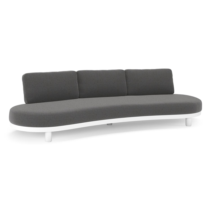 Canapé de jardin Donato en aluminium blanc et coussins en all weather sunbrella® luxe Savane Tornado