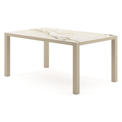 Como tuintafel rechthoekig in beige aluminium en volkeramiek Colorado Dunes - L 160 x B 100 x H 73 cm