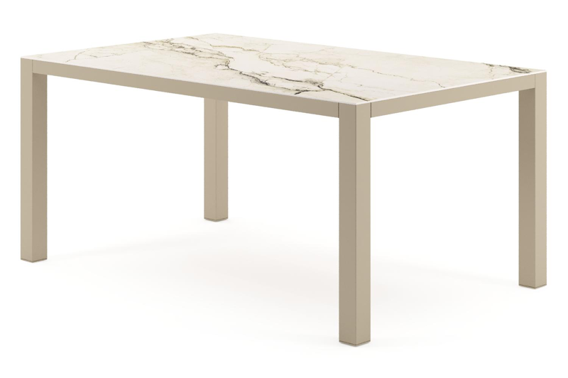 Como tuintafel rechthoekig in beige aluminium en volkeramiek Colorado Dunes - L 160 x B 100 x H 73 cm