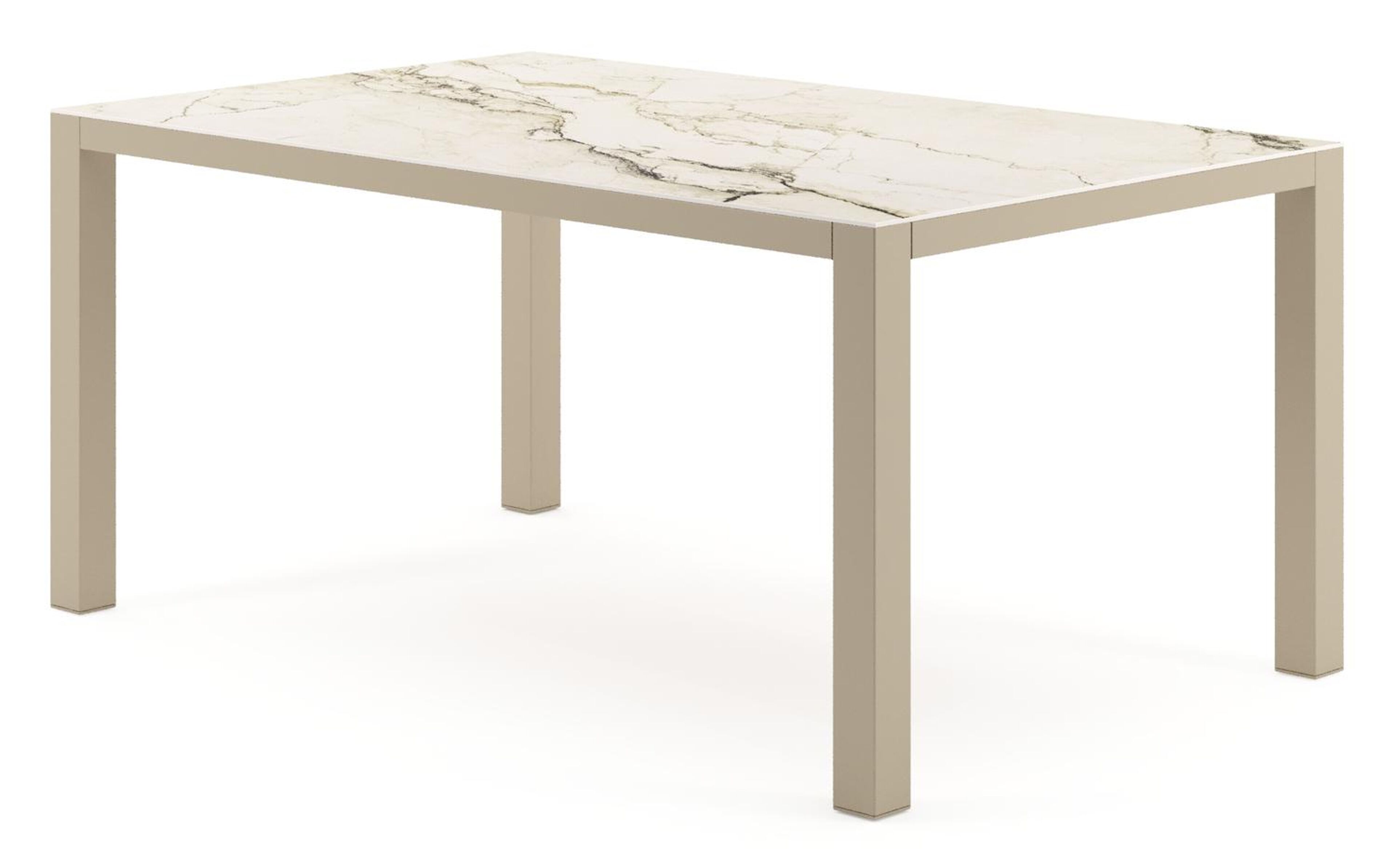 Table de jardin Como rectangulaire en aluminium beige et céramique pleine Colorado Dunes - Lg. 160 x Lrg. 100 x Haut. 73 cm
