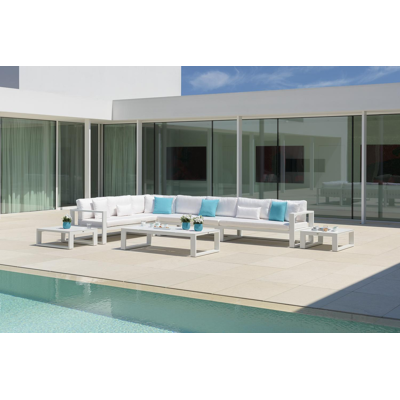 Table d'angle Verato en aluminium blanc - Lg 88 x larg. 88 x H 32 cm