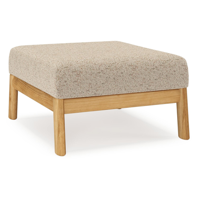 Amaro poef in teak met bora jungle all weather cosytica kussen