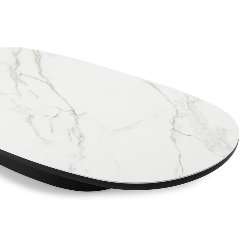 Table de basse Amico bombo en aluminium noir et céramique pleine Calacatta - Lg. 171 x Lrg. 89 x Haut. 24 cm