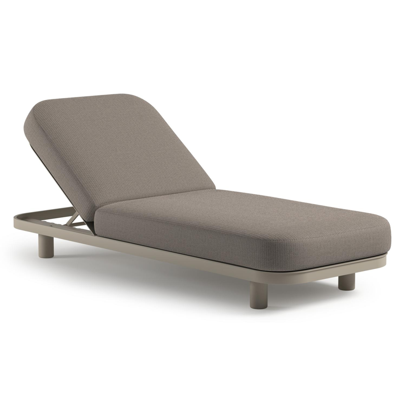 Chaise longue réglable Donato en aluminium beige avec All Weather Sunbrella® luxe lopi pepper coussin