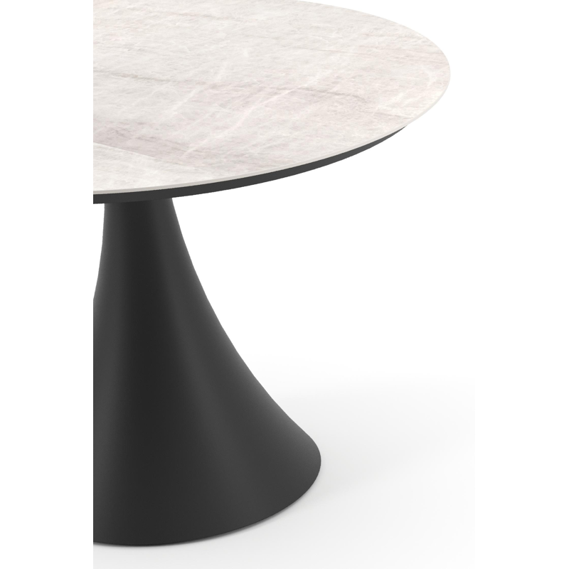 Fano tuintafel rond in zwart aluminium en volkeramiek Travertino Bianco - Dia. 110 x H 74 cm