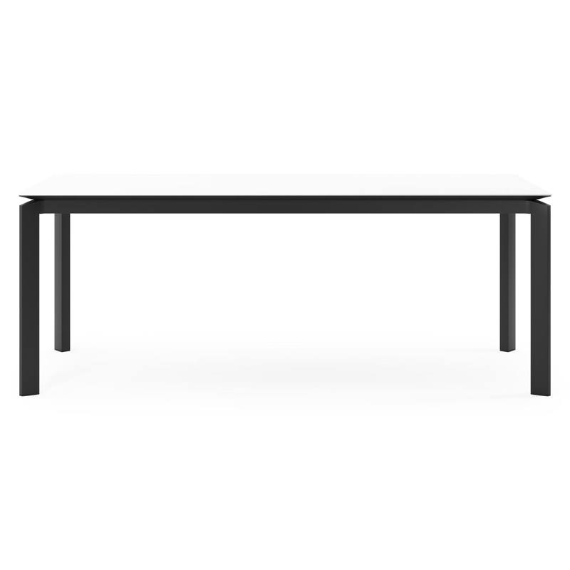 Cirello tuintafel rechthoekig in zwart aluminium en volkeramiek Arctic White - L 200 x B 100 x H 75 cm