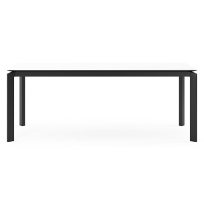 Cirello tuintafel rechthoekig in zwart aluminium en volkeramiek Arctic White - L 200 x B 100 x H 75 cm