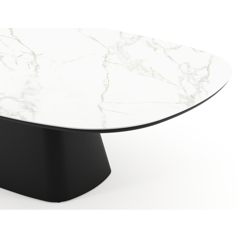Table de jardin Amico bombo xl en aluminium noir et céramique pleine Calacatta - Lg. 270 x Lrg. 148 x Haut. 74 cm