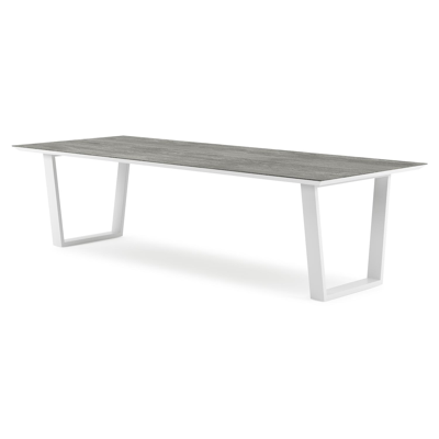 Pagino tuintafel rechthoekig in wit aluminium en volkeramiek Aspen Grey - L 280 x B 110 x H 73.5 cm