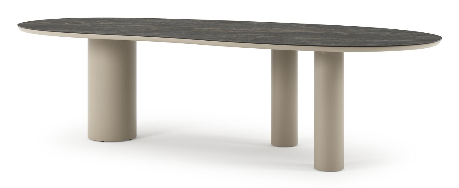 Table de jardin Organo organique en aluminium beige et céramique pleine Black Obsession - Lg. 280 x Lrg. 120 x Haut. 74 cm