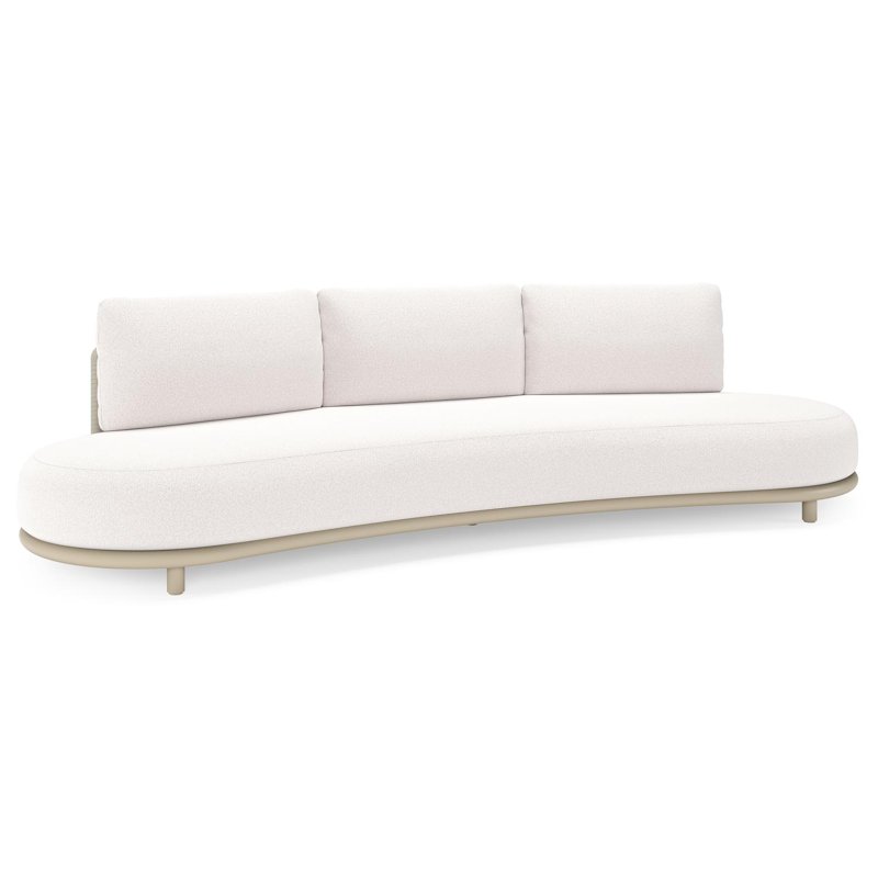 Lomano loungebank in beige aluminium en beige verticaal geweven luxe vlakke rope met Ego Eggshell all weather solica