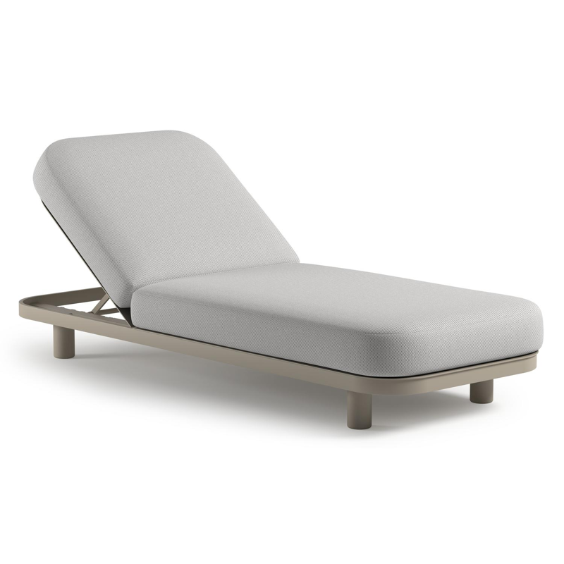 Chaise longue réglable Donato en aluminium beige avec All Weather Sunbrella® luxe lopi ash coussin