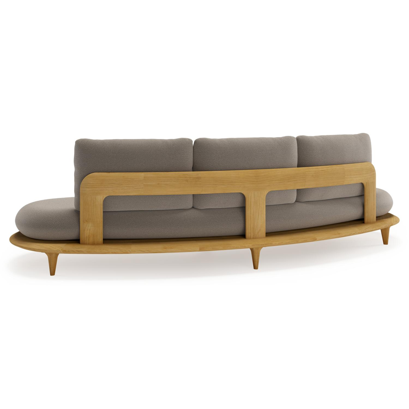 Bomero loungebank in teak met savane coconut all weather sunbrella® luxe kussen