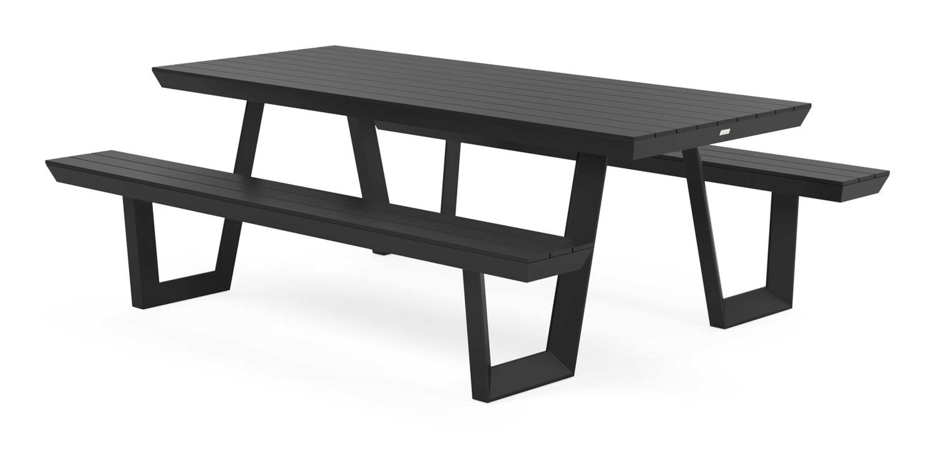 Table de pique-nique Altura en aluminium noir - Lg 220 x Larg 89 x H 74 cm