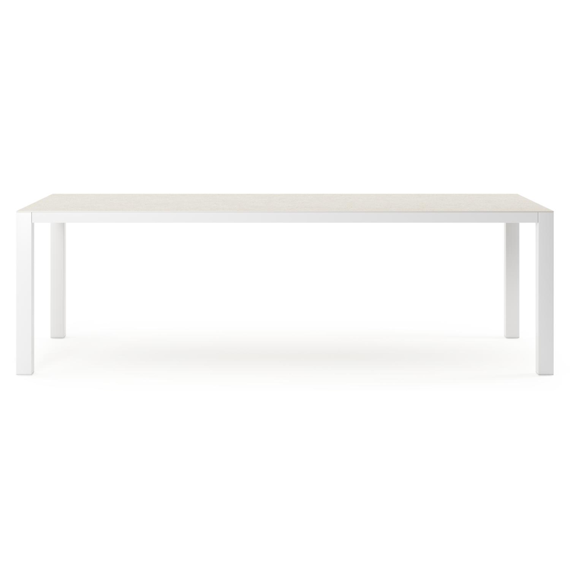 Como tuintafel in wit aluminium en volkeramiek shilin - L 240 x B 100 x H 75 cm