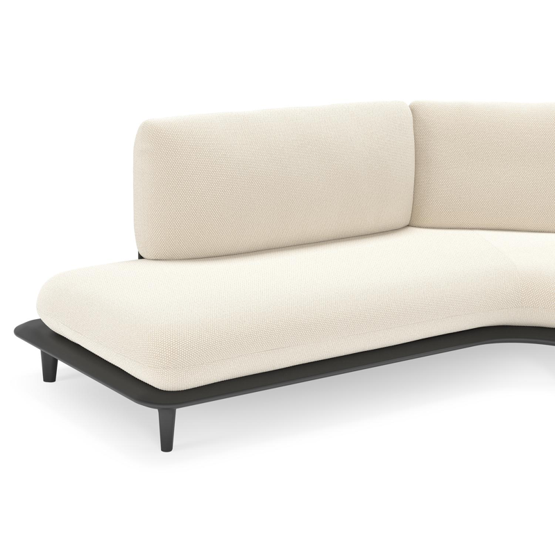 Bomero loungehoek in zwart aluminium met althea off white all weather cosytica kussen