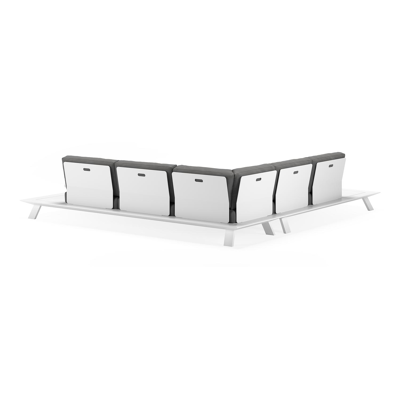 Cesano loungehoek in wit aluminium met natte charcoal chine all weather sunbrella® luxe kussens