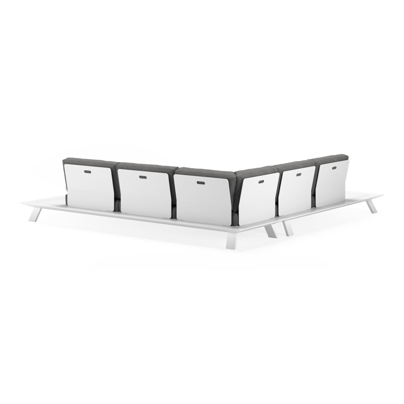 Cesano loungehoek in wit aluminium met natte charcoal chine all weather sunbrella® luxe kussens