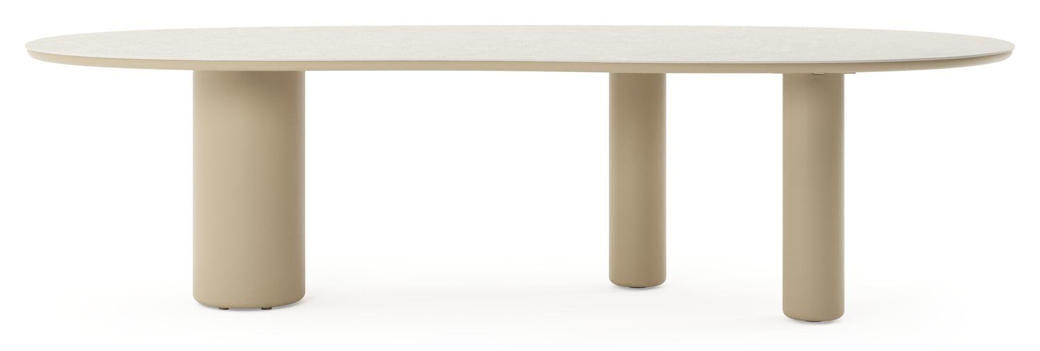 Amico tuintafel organisch in beige aluminium en volkeramiek Shilin - L 280 x B 120 x H 73.5 cm