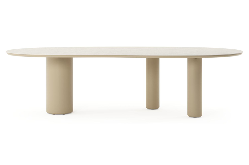 Amico tuintafel organisch in beige aluminium en volkeramiek Shilin - L 280 x B 120 x H 73.5 cm