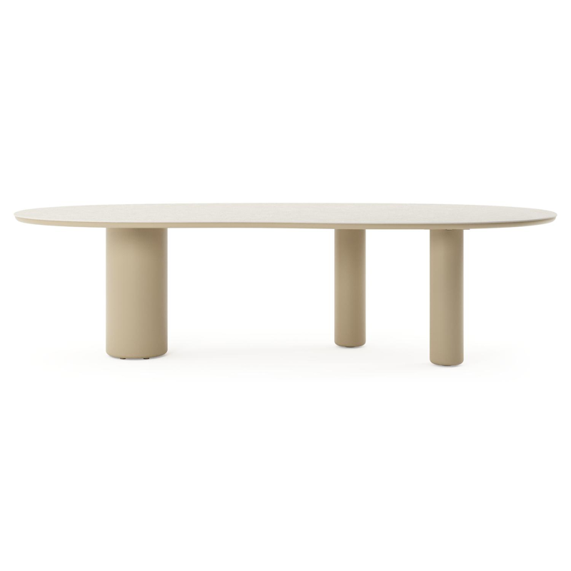 Amico tuintafel organisch in beige aluminium en volkeramiek Shilin - L 280 x B 120 x H 73.5 cm