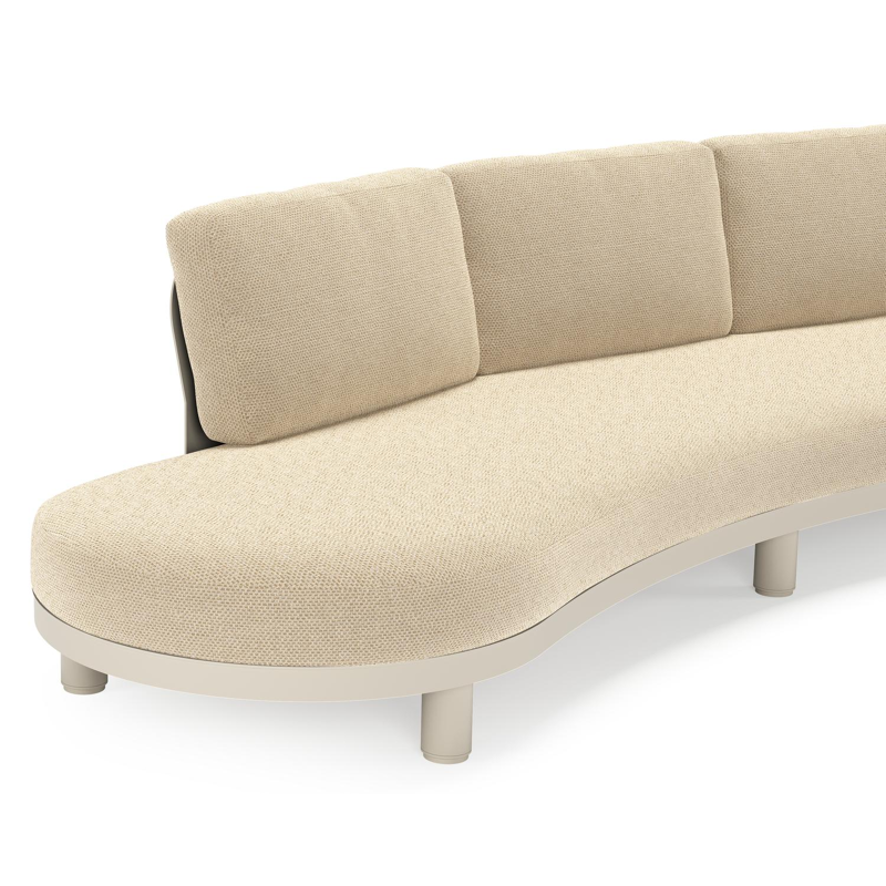 Donato loungebank in beige aluminium met all weather cosytica Althea Camel kussen