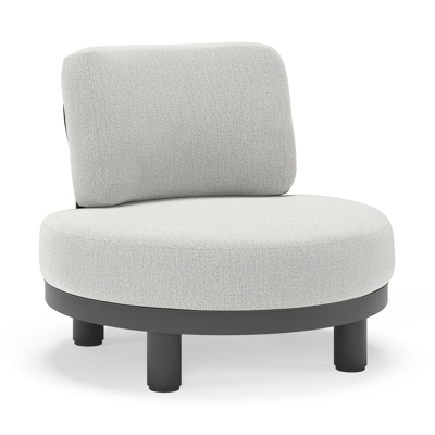 Fauteuil de jardin Donato en aluminium noir et coussins en all weather sunbrella® luxe Savane Nimbus