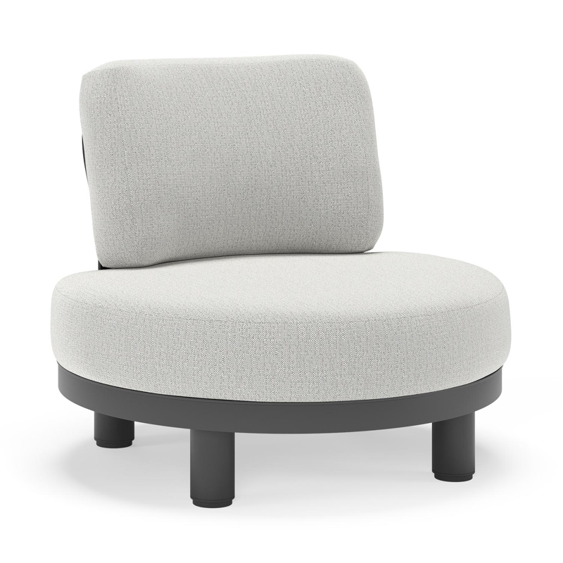 Donato loungestoel in zwart aluminium met all weather sunbrella® luxe Savane Nimbus kussen