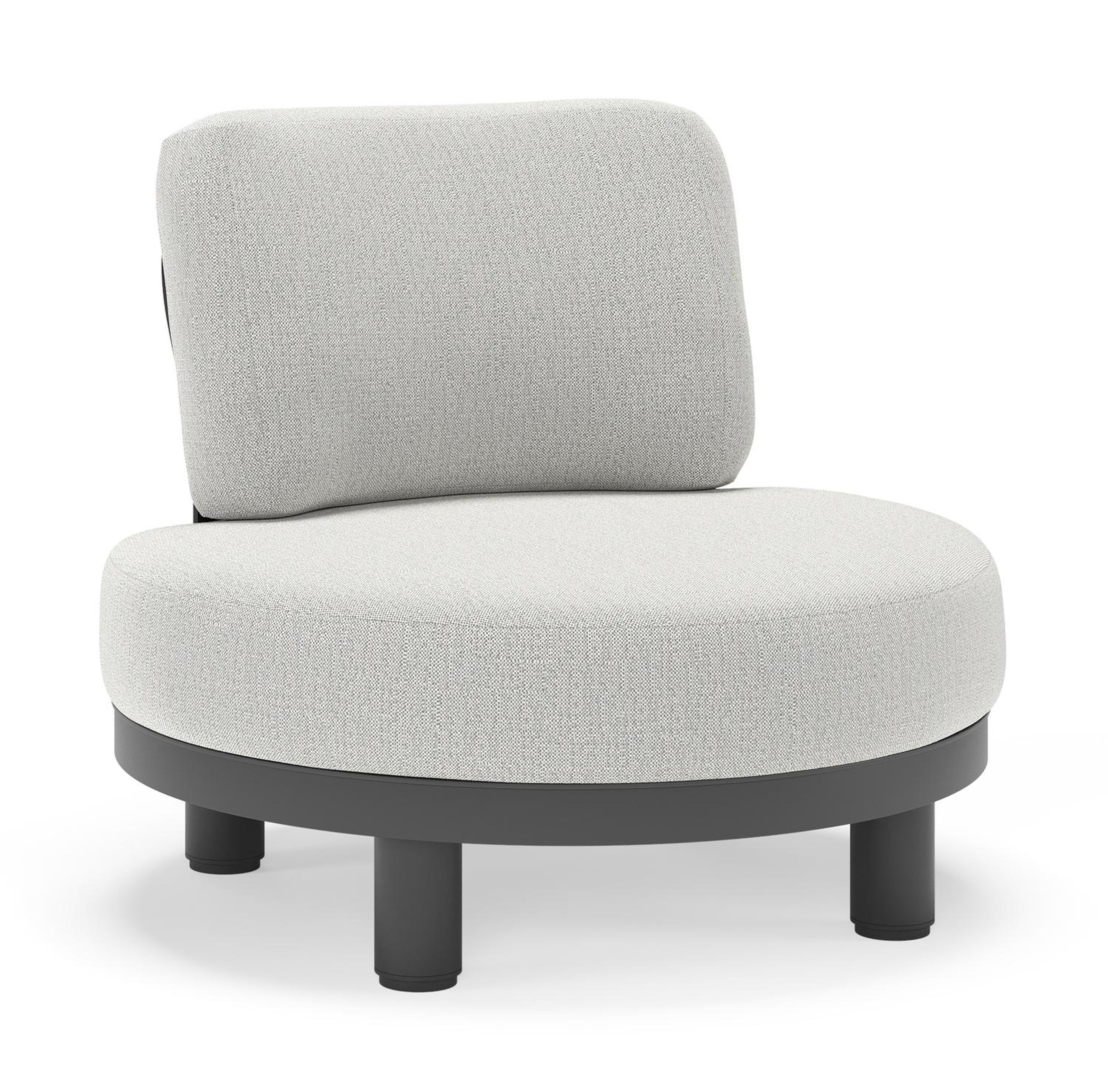 Fauteuil de jardin Donato en aluminium noir et coussins en all weather sunbrella® luxe Savane Nimbus